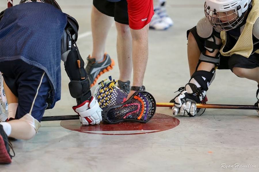 Face-off at the center of the floor