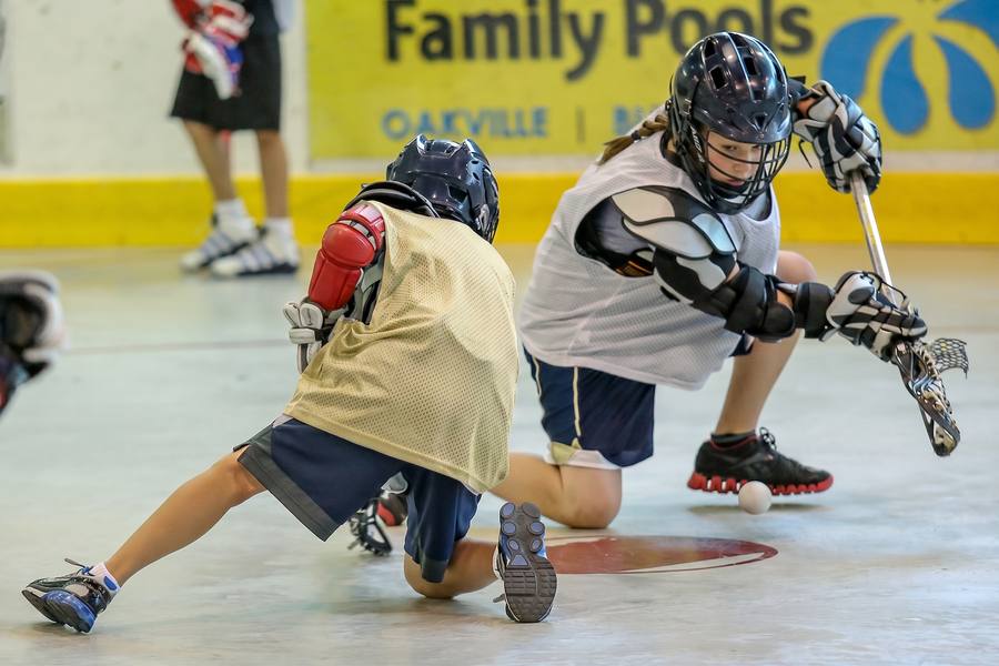 Players competing together in a team drill
