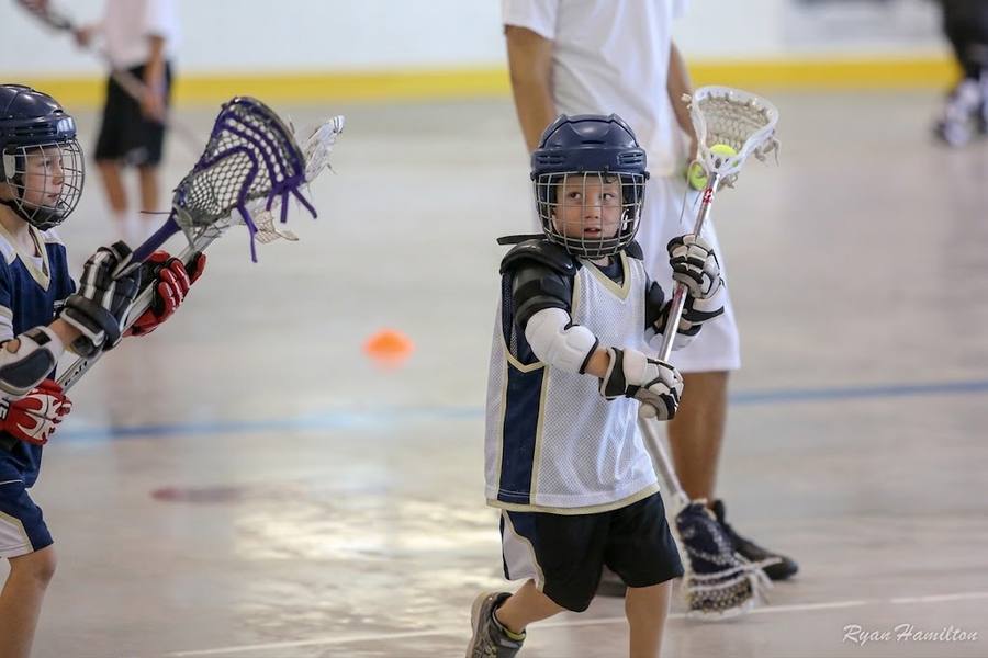 Young players working on stick fundamentals